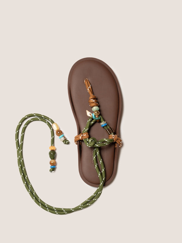 Flowze x Collanine Colorate - F L Ò / T W I N with Beads - Brown / Military Green