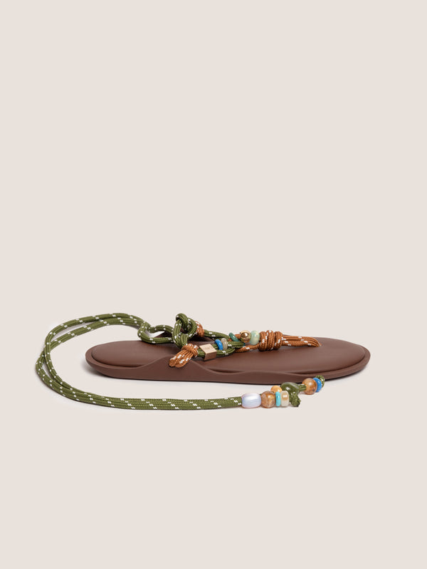 Flowze x Collanine Colorate - F L Ò / T W I N with Beads - Brown / Military Green